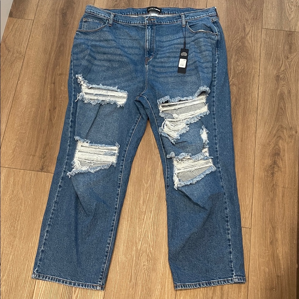 Fashion Nova | Because I Said So Destroyed Mom Jeans Medium Blue Wash Sz 20 - Picture 6 of 10